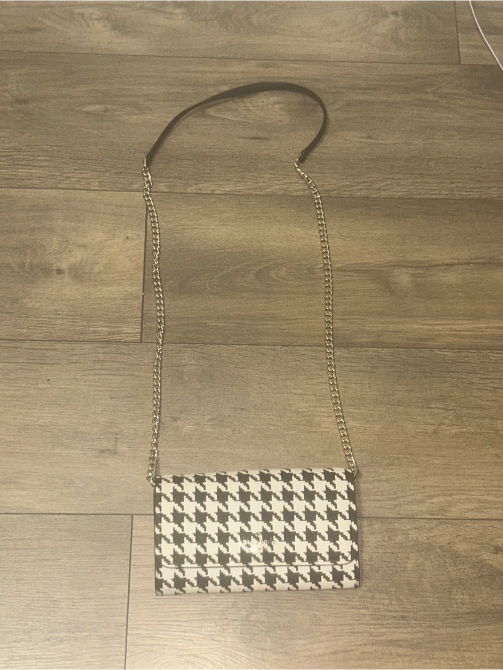 kate spade Black and White Houndstooth Chain Crossbody